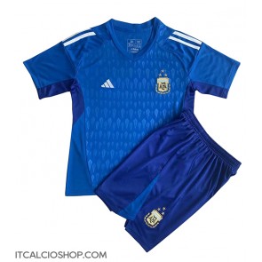 Argentina Portiere Seconda Maglia Bambino Mondiali 2022 Manica Corta (+ Pantaloni corti)